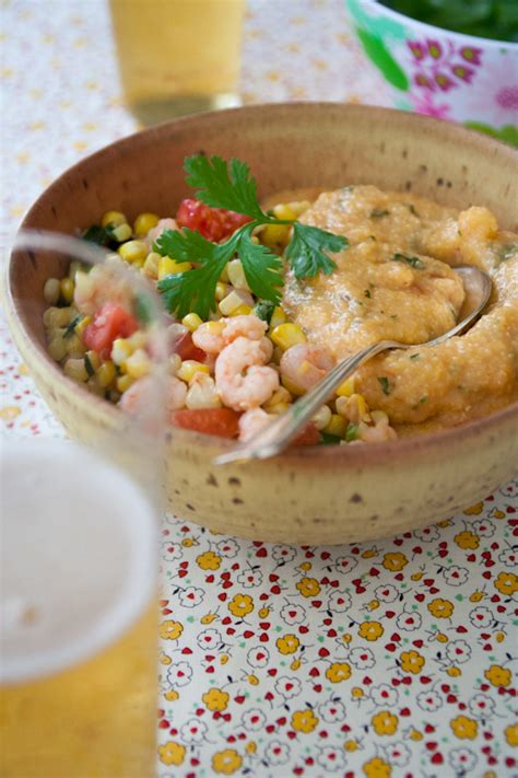 Grinding corn kernels into cornmeal, making cornbread and cooking kale. shrimp and corn with cheese grits - Healthy Seasonal Recipes