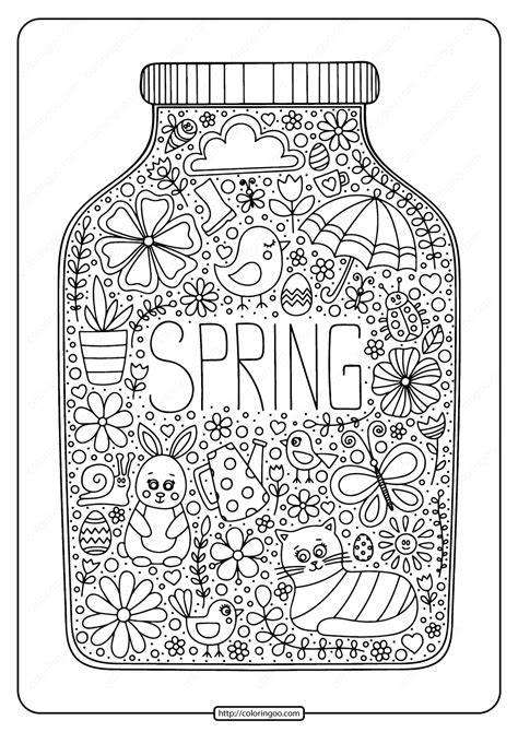 These free printable spring coloring pages online incorporate a lot of educative information along with the. Printable Spring in a Jar Pdf Coloring Page