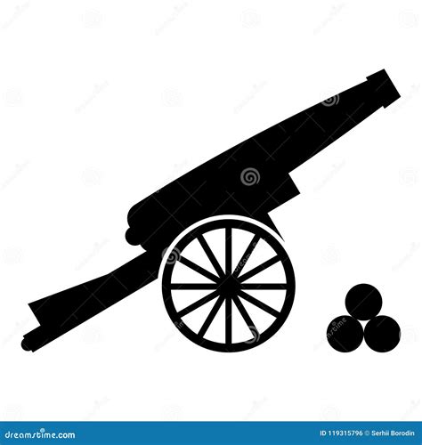old cannon firing cartoon vector 168489505