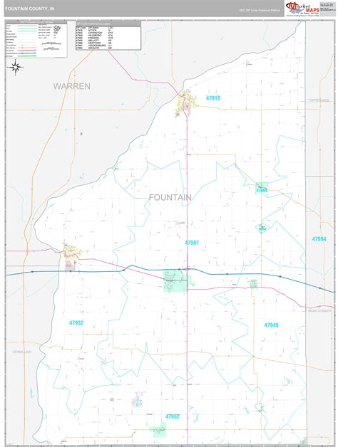 Fountain County In Wall Map Premium Style By Marketmaps
