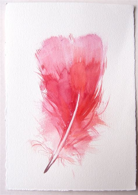 Pink Feather Painting Watercolor Original Only Feather Wall