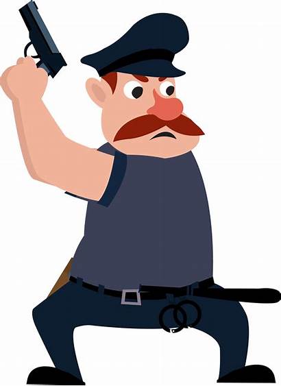 Police Cartoon Officer Gun Criminal Icon Clipart