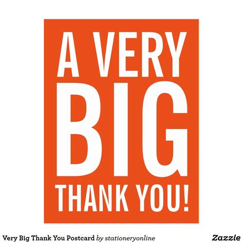 Very Big Thank You Postcard Thank You Greeting Cards