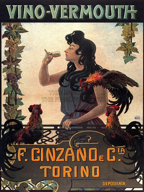 Vermouth Cinzano Turin Italy Vintage Advertising Poster Retro Wall