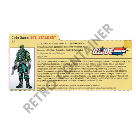 Hasbro Gi Joe Gi Joe Filecard Fc Gi Joe Vs Cobra Sgt Stalker