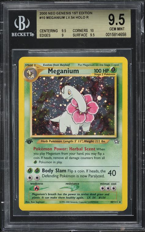 Pokemon Neo Genesis St Edition Holo Meganium Bgs Gem Mint