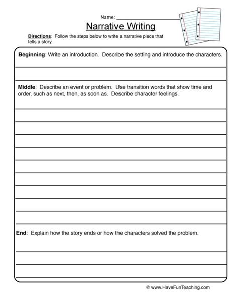 Narrative Writing Worksheet 2 Narrative Writing Writing Prompts Writing Worksheets