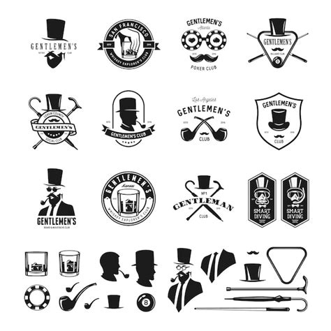Premium Vector Collection Of Vintage Gentleman Emblems Labels Badges And Design Elements