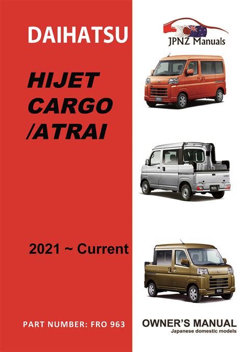 Daihatsu Hijet Cargo Owners Handbook 2021 Current In English