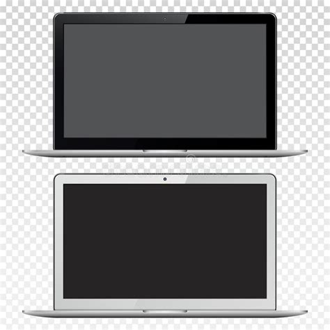 Black And White Laptops Isolated On Transparent Background Stock Vector