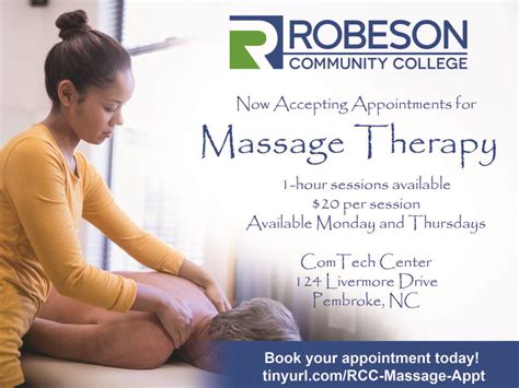 Rcc Now Accepting Massage Therapy Appointments Robeson Community College Robeson Community