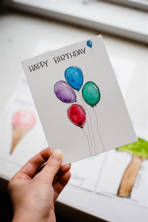 Painting Watercolour Handmade Birthday Card Art Collectibles