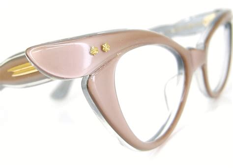 Vintage 50s Winged Rose Beige Cat Eye Eyeglasses Or Sunglasses Frame