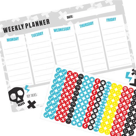 Weekly Planner And Stickers Skull