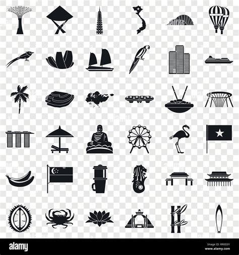 Singapore Icons Set Simple Style Stock Vector Image And Art Alamy