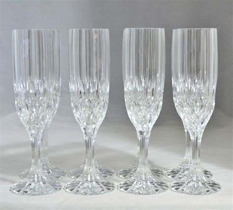 Set Of 8 Lead Crystal Fluted Diamond Cut Champagne Glasses Sold On Ruby Lane