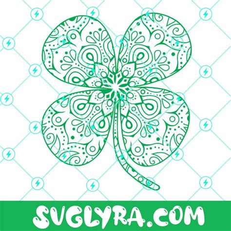 Four Leaf Clover Mandala Svg St Patricks Day Svg Green Clover Svg