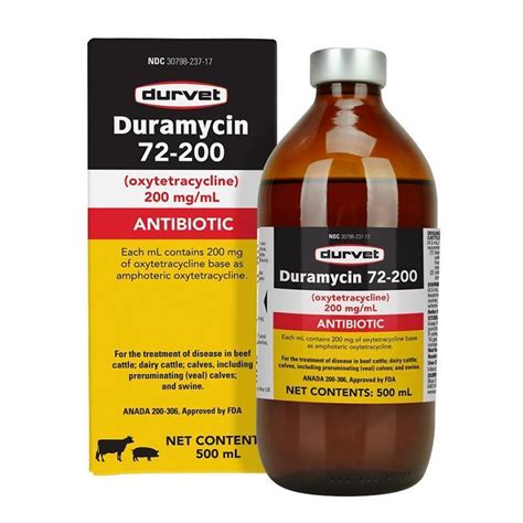 Duramycin 72 200 Oxytetracycline Injectable For Cattle And Swine 500