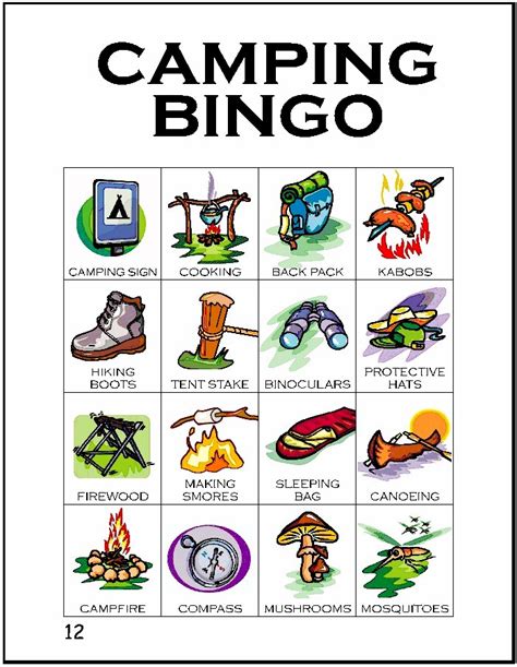 Camping Bingo Game Printable Printable Word Searches