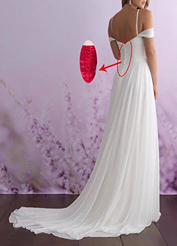 A Line Pleated Long Chiffon Beach Wedding Dress Off The Shoulder Bridal