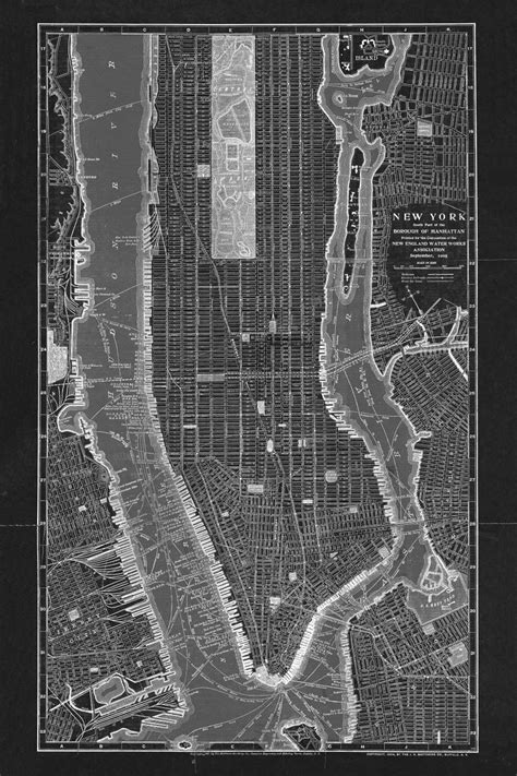 1905 Manhattan Map Reprint Vintage Street Map Of Manhattan Etsy