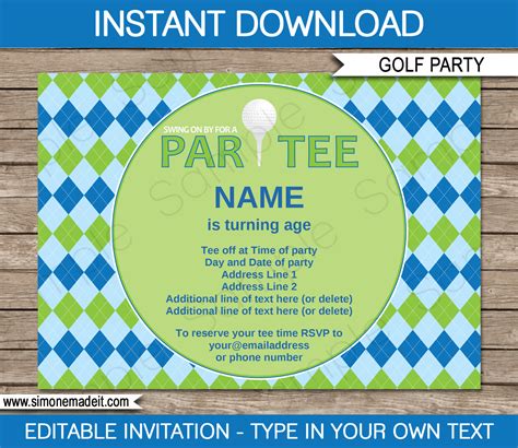 Golf Party Invitations Template | Golf Birthday Party