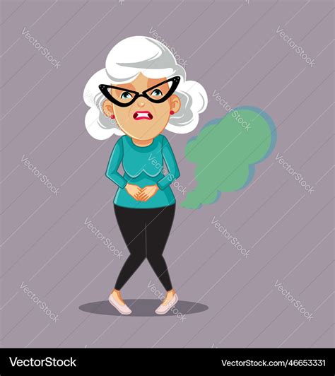 Elderly Woman Farting Due To Health Problems Vector Image