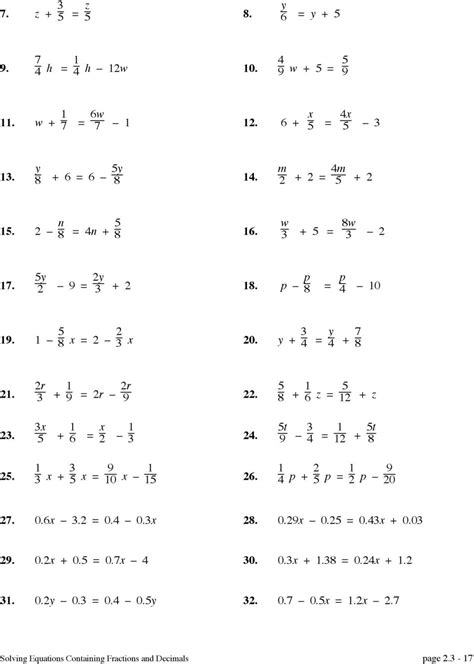 Https://tommynaija.com/worksheet/solving Equations With Decimals Worksheet Pdf
