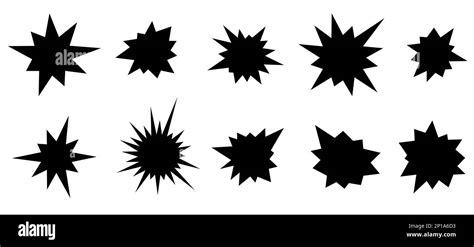 Set Of Ten Vector Black Bursting Star Shapes Stock Vector Image And Art