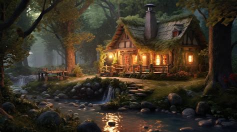 A Cozy Cottage Nestled In A Mystical Forest Where The Trees Have