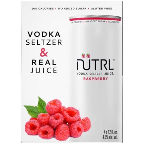 Nutrl Raspberry Vodka Seltzer Juice Can 4 Pack 12 Fl Oz 4 Cans 12