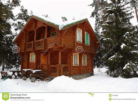 Wooden Cottage In Winter Wood Stock Photo Image Of Frost Russia 9703892