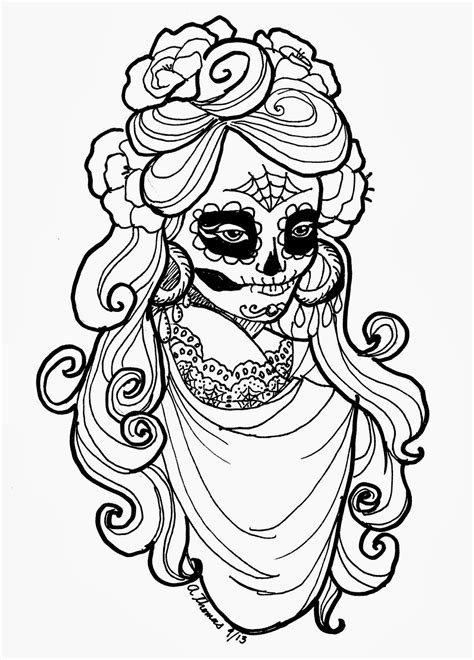 Dia De Los Muertos Skull Coloring Page Sixteenth Streets