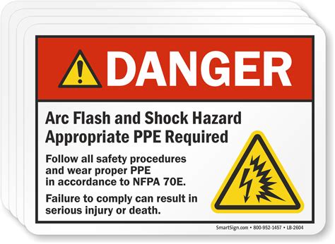 Danger Arc Flash And Shock Hazard Ppe Required Label Sku Lb 2604