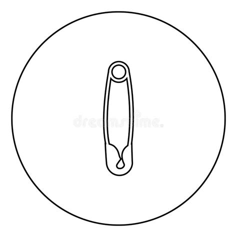 Safety Pin Black Icon Outline In Circle Image Stock Vector