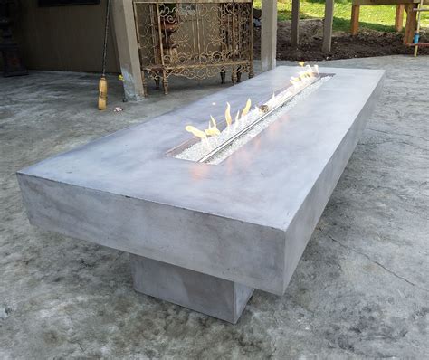 Gray Stained Rectangular Concrete Fire Pit Fire Pit Furniture Rustic