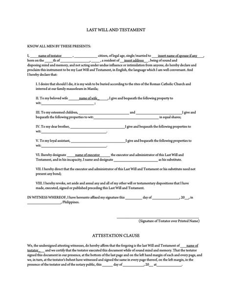 35 Free Blank Last Will And Testament Forms Word Pdf