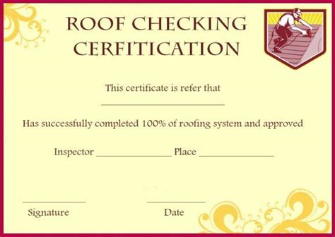 Printable Roofing Certificate Of Completion