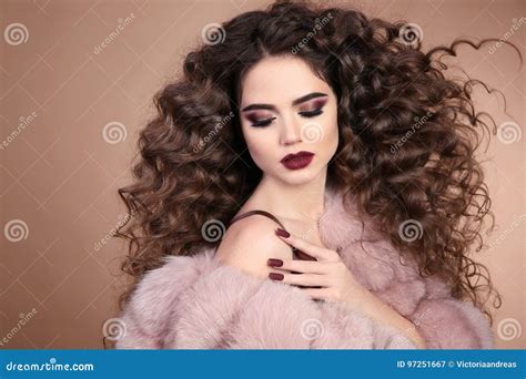 Hairstyle Curly Hair Beauty Makeup Stock Image Image Of Beige Elegant 97251667