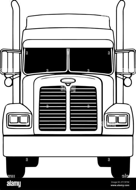 Semi Truck Vector Outline Lorry White Blank Template For Truck Semi