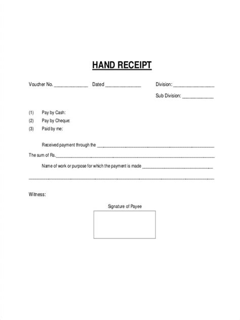 blank receipt forms