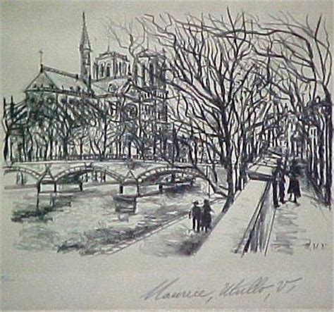 Maurice Utrillo Lithograph Notre Dame De Paris Pencil