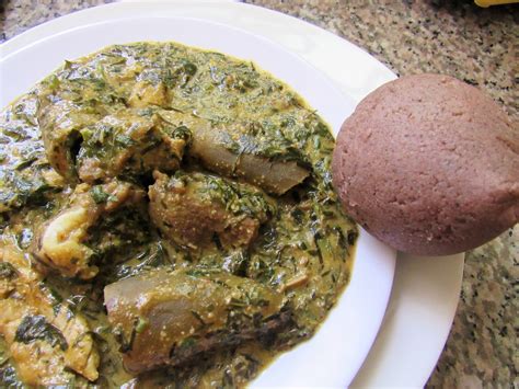 Recipe Groundnut Dry Afang Soup Served With Low Carb Guinea Corn Fufu