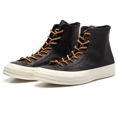 Converse Chuck Taylor Black Leather High Top Sneakers In Black For Men