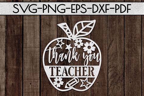 Thank you paper cut template. Thank You Teacher Paper Cut Template, School SVG, PDF, DXF ...