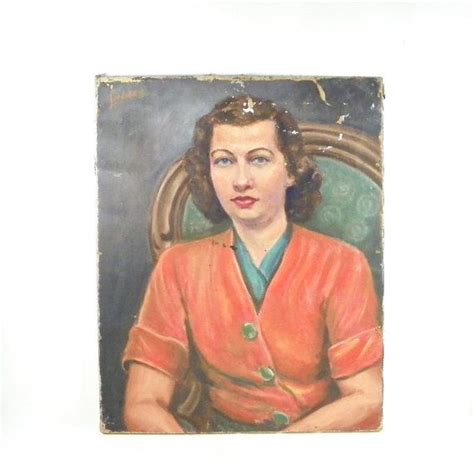 Original Oil Painting Portrait 1940s Oil Portrait Vintage Etsy Oil