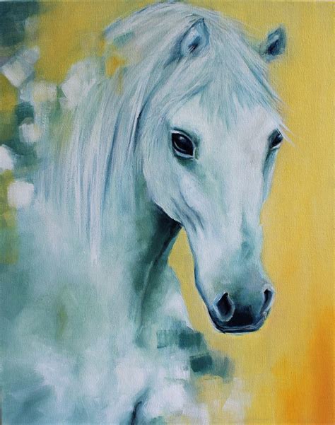 White Horse Painting 20x16 Horse Acrylic Painting