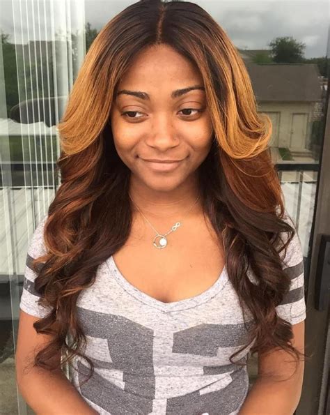 Tricolor Centre Parted Sew In Weave Hairstyles Braided Sew In