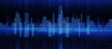 Abstract Cyber Wallpaper With Blue Lines Like Radio Frequency On Dark