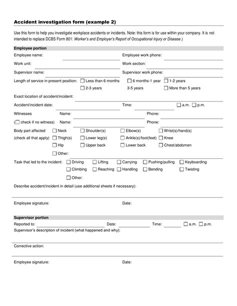 Employee Workplace Incident Report Template